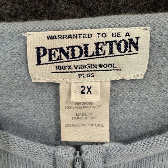 Pendleton Sweater Womens 2X Blue 100% Merino Wool Zip Front Fair Isle Cardigan - Picture 3 of 7
